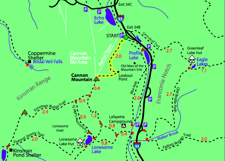 Cannon Mountain Trail Map