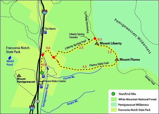 Mount Liberty and Flum Trail Map