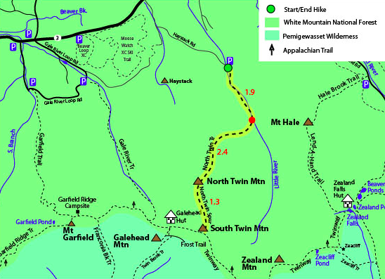 North and South Twin Trail Map