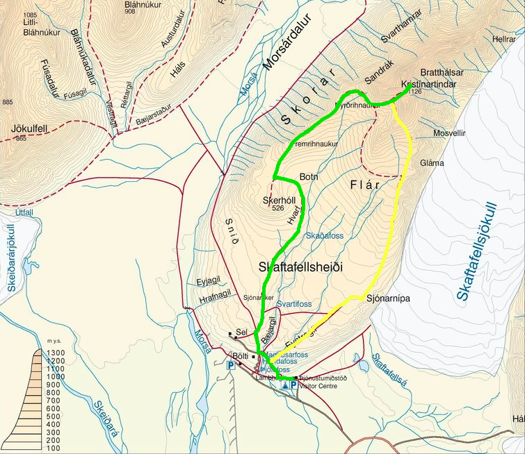 Kristínartindar Trail Map