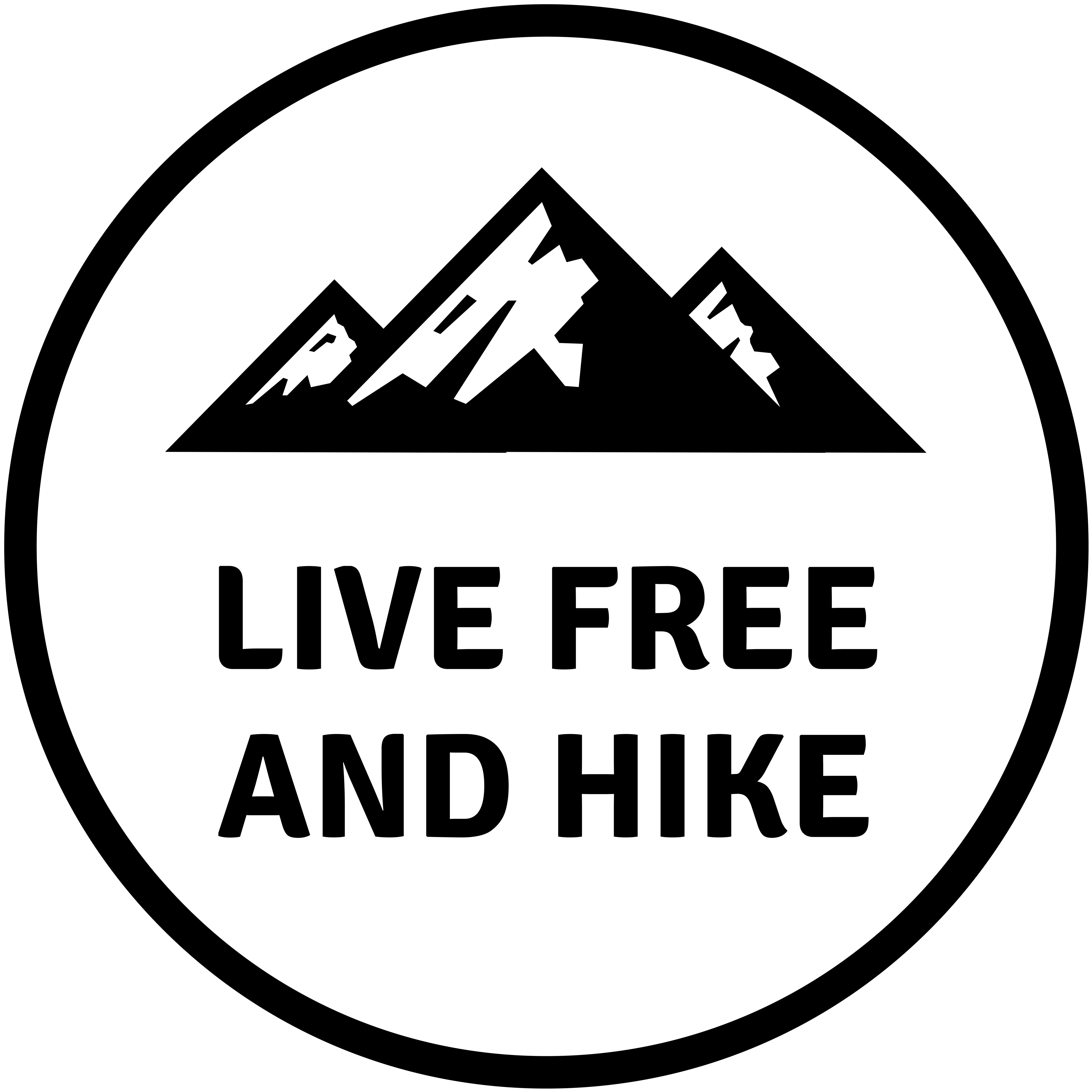 Live Free And Hike black and white Sticker