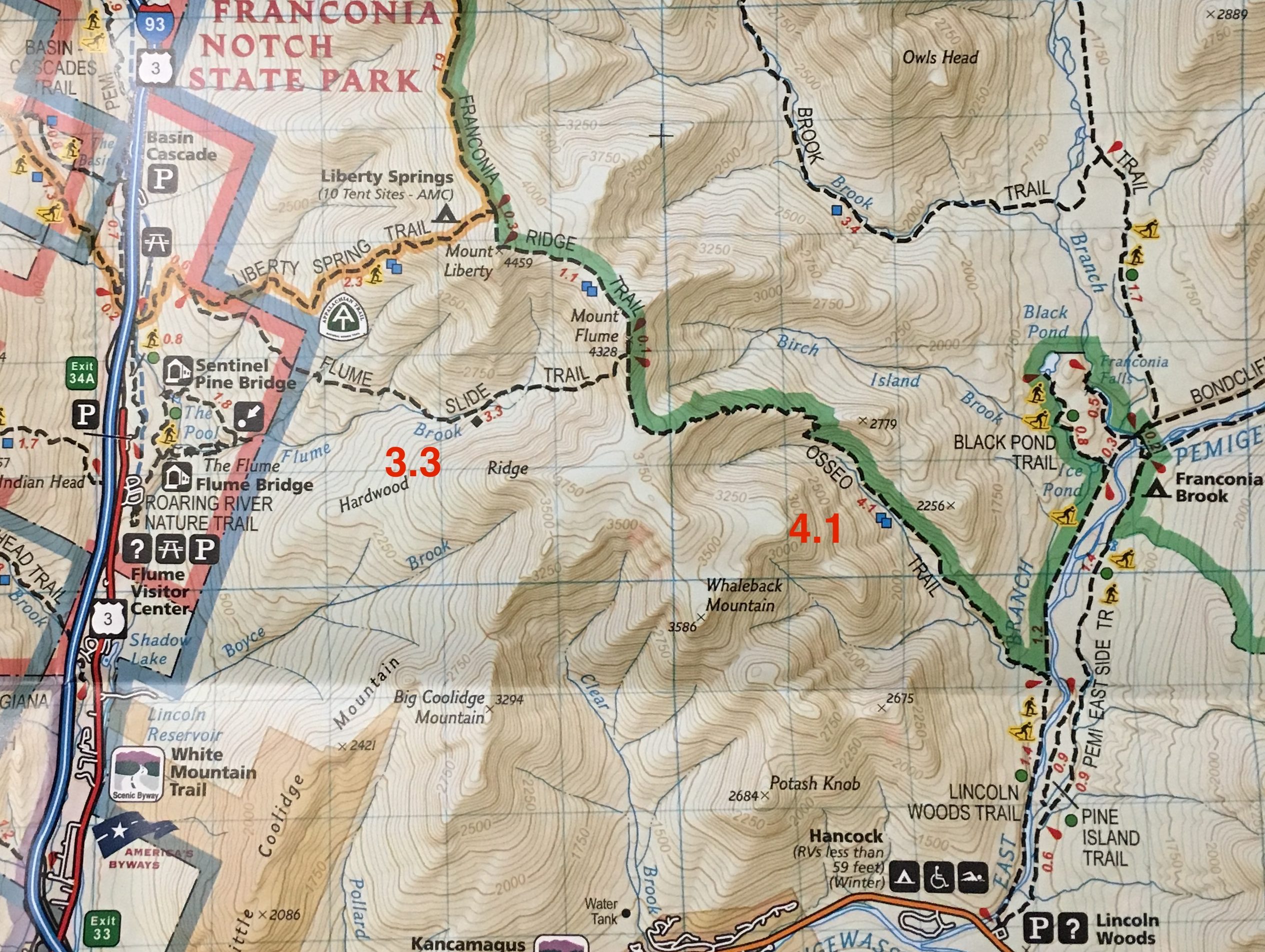 Mount Flume Trail Map