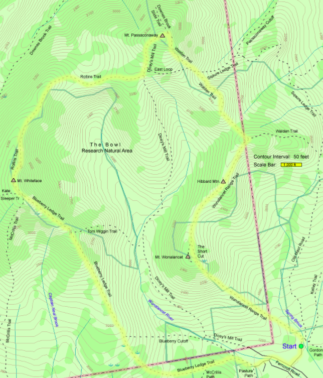 Mount Passaconaway Trail Map