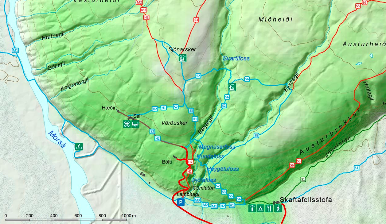 Svartifoss Trail Map