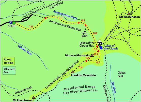 Mount Monroe Trail Map