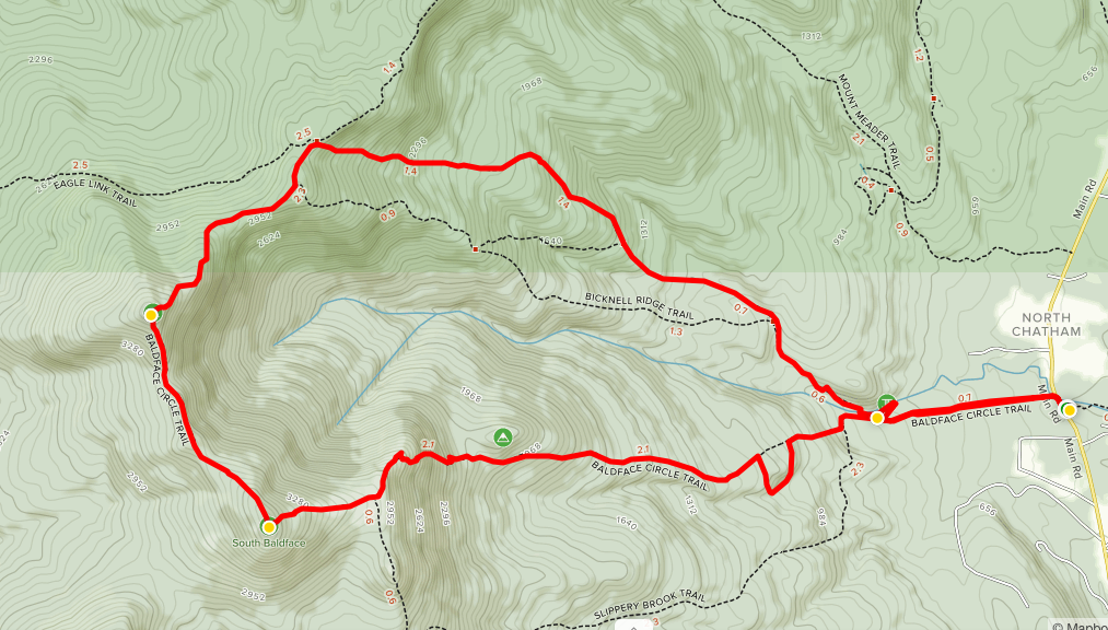North and South Baldface Trail Map