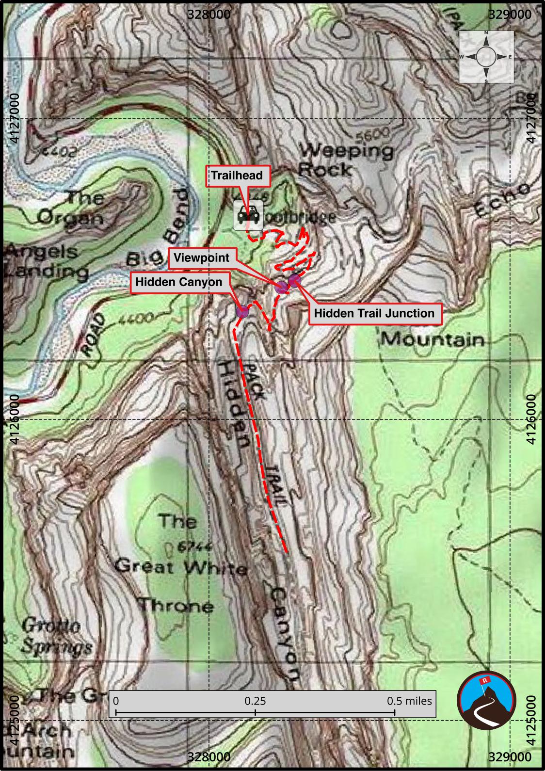Hidden Canyon Trail Map