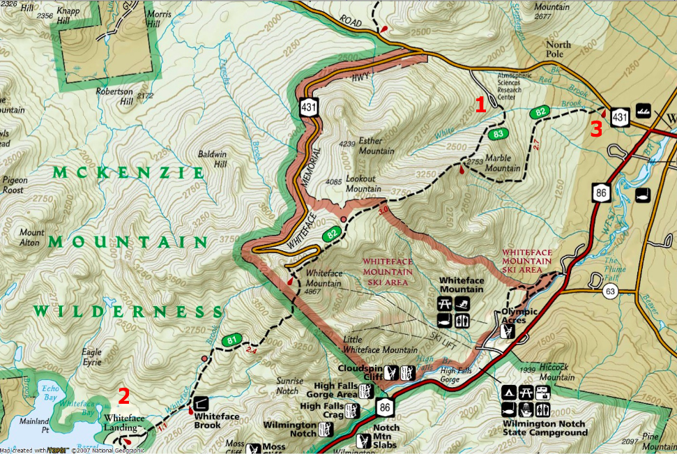 Mount Whiteface NY Trail Map