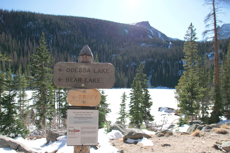 Fern Lake, Bear Lake, and Odessa Lake Trail Sign