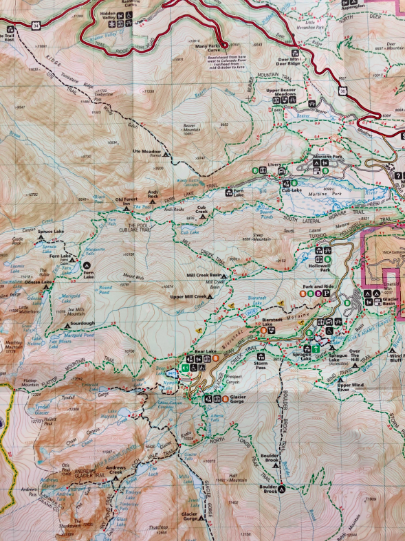 Loch Vale Trail Map- Colorado