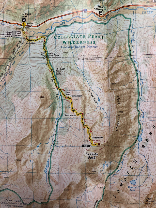 La Plata Peak Trail Map