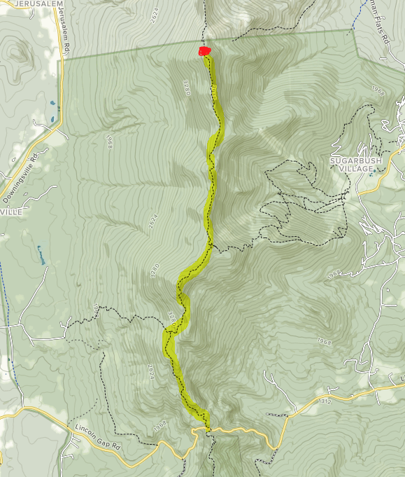 Mount Ellen Trail Map: Lincoln Gap Approach