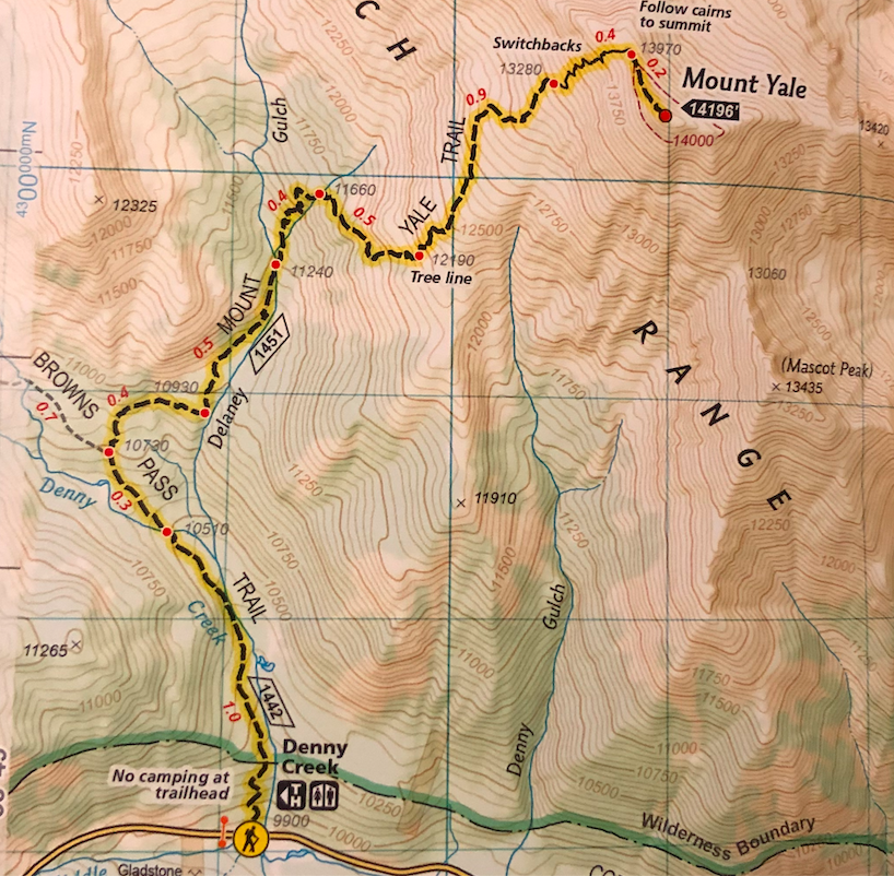 Mount Yale Trail Map - Colorado