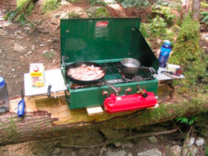 Cooking on a Coleman Two Burner Stove
