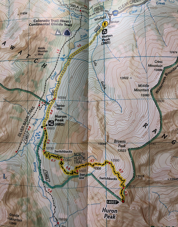 Huron Peak Trail Map