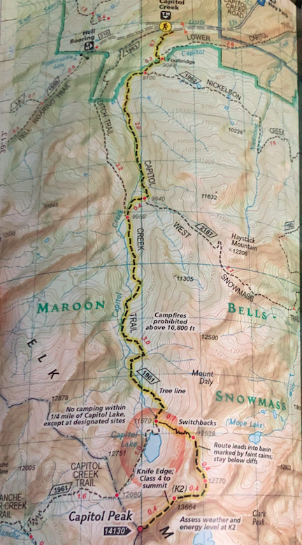 Capitol Peak Trail Map