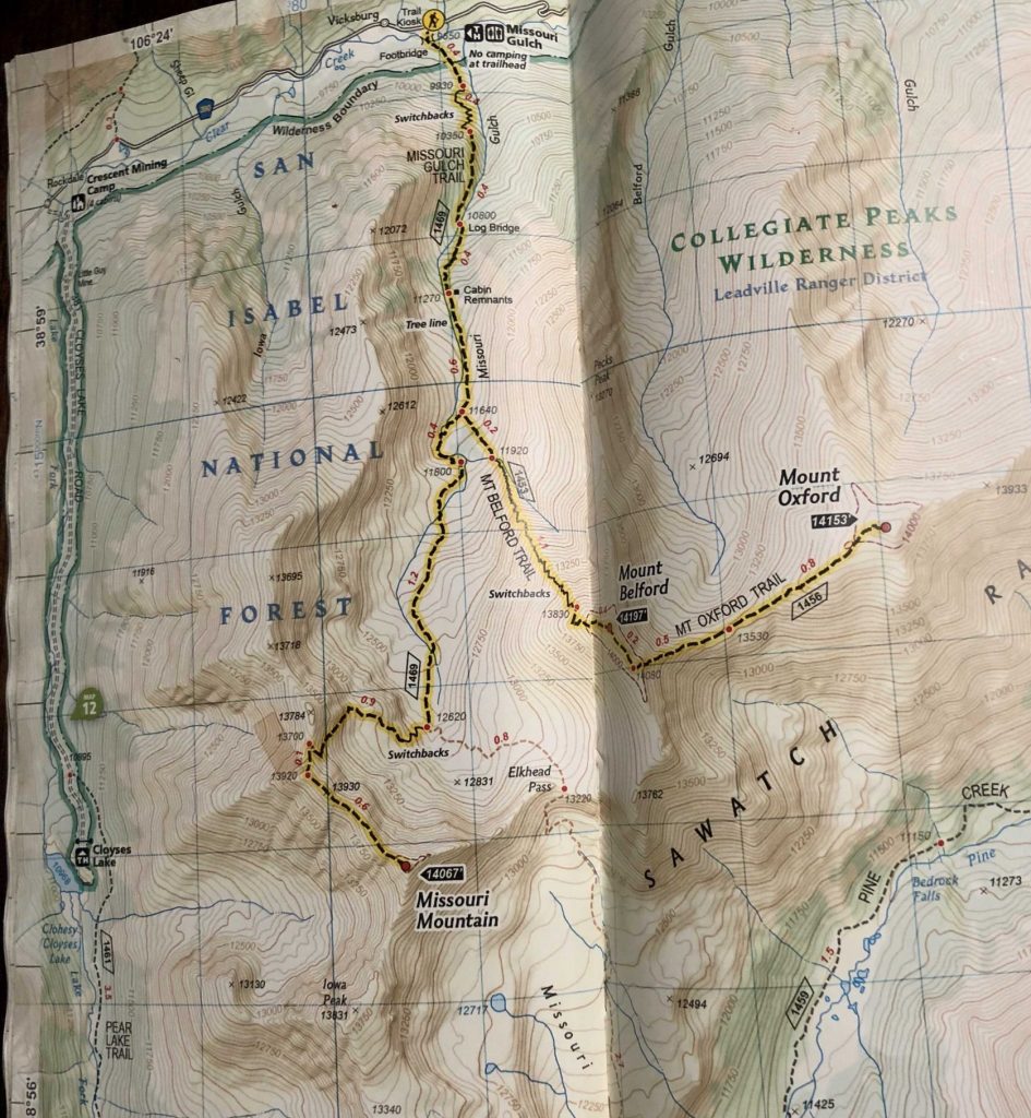 Mount Belford And Oxford Trail Map
