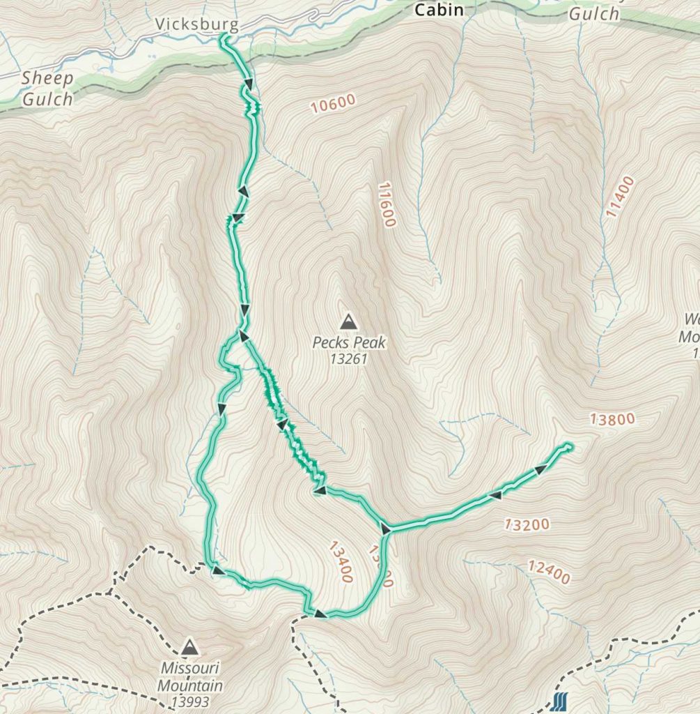 Mount Belford & Mount Oxford Loop Trail Map