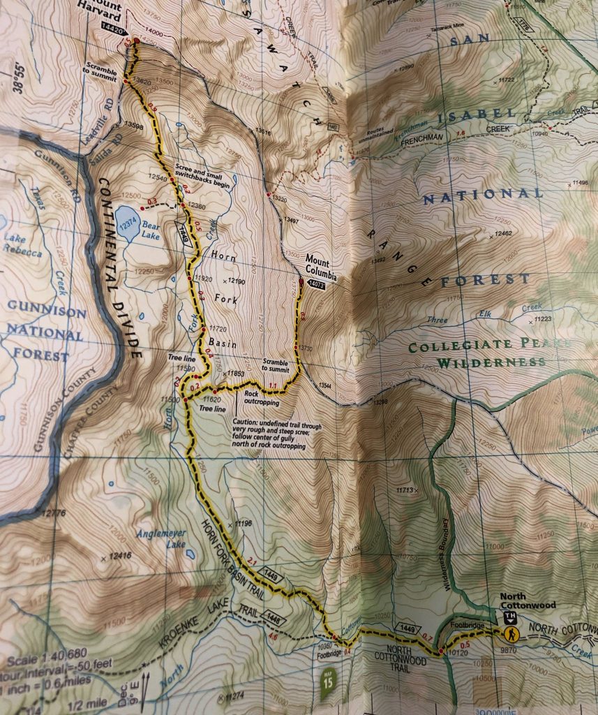 Mount Harvard Trail Map
