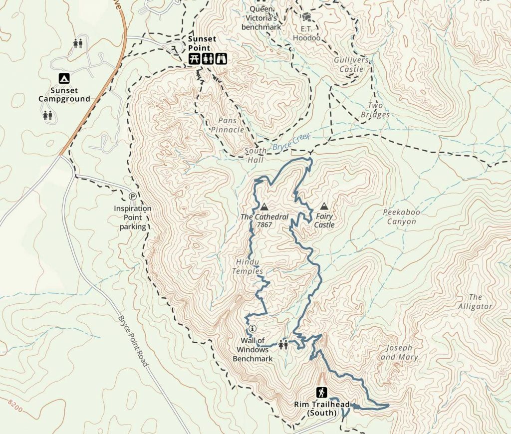 Peekaboo Loop Trail Map - Bryce Canyon National Park