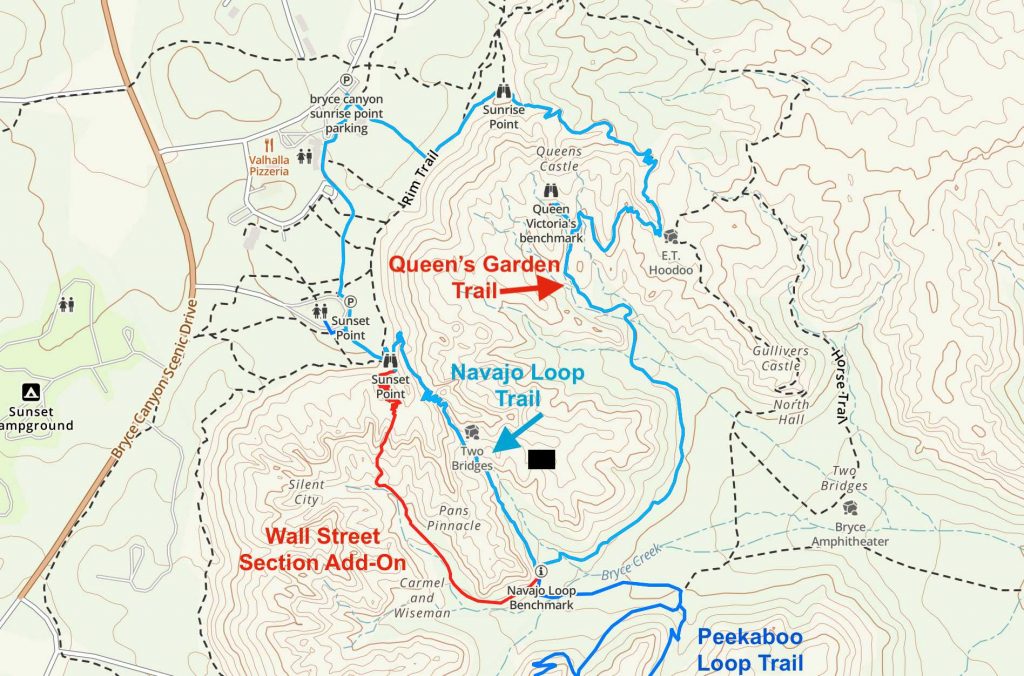Queen's Garden & Navajo Loop Trail Map