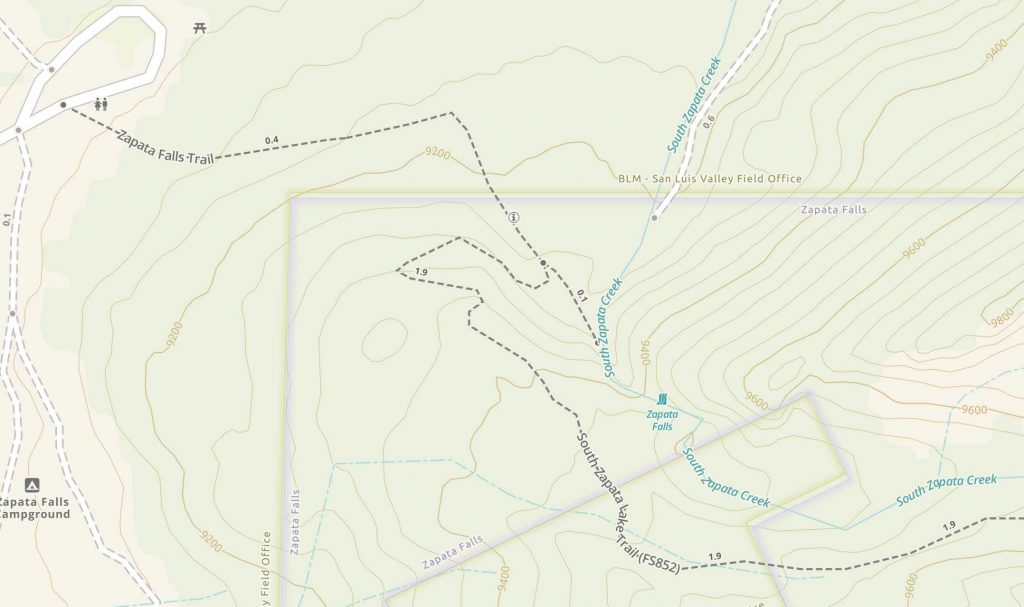 Zapata Falls Trail Map