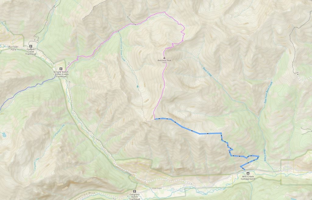 Sunshine & Redcloud Peak Trail Map