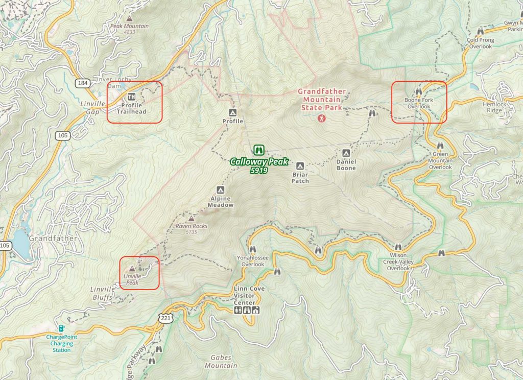 Grandfather Mountain, Calloway Peak Trail Map
