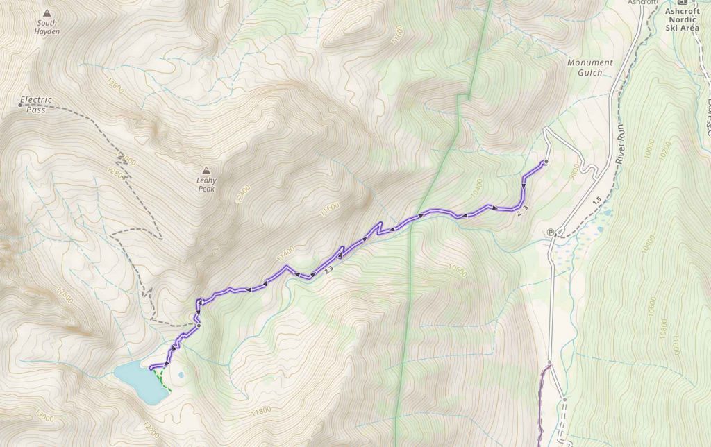 Cathedral Lake, Colorado Trail Map