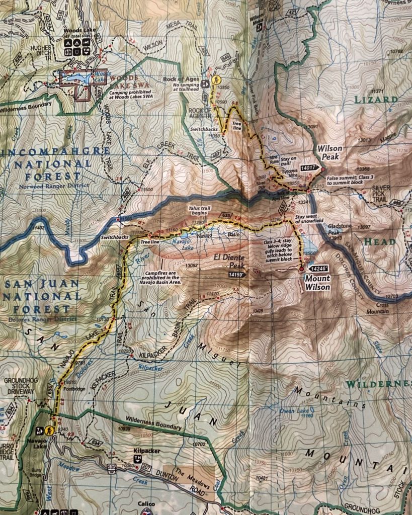 Wilson Peak, Colorado Trail Map