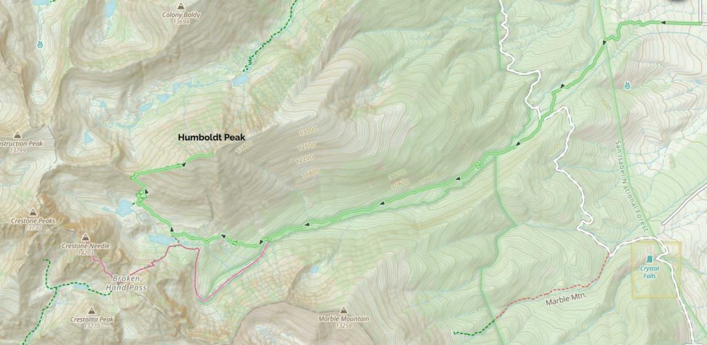 Humboldt Peak Trail Map