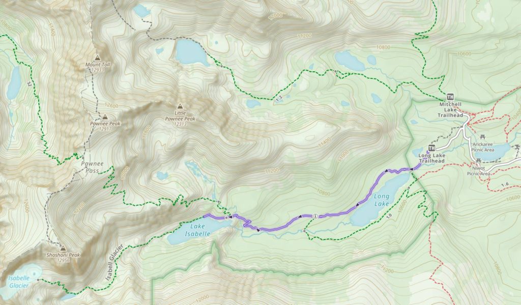 Lake Isabelle, Colorado Trail Map