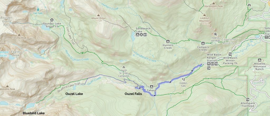 Ouzel Falls Trail Map