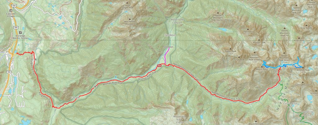 Chicago Basin 14ers Trail Map