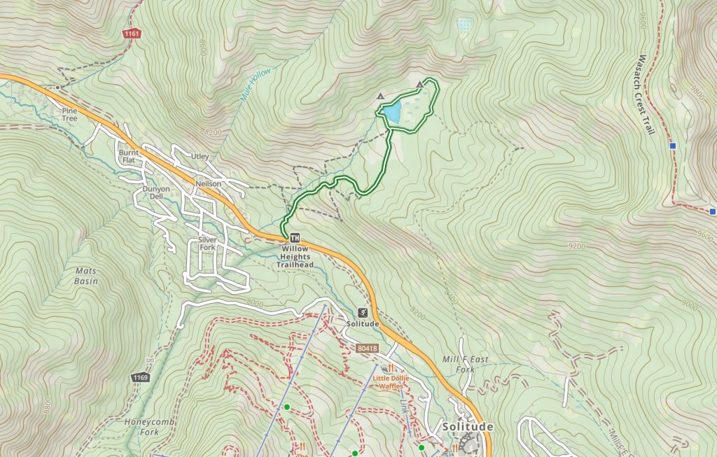 Willow Lake, Utah - Trail Map