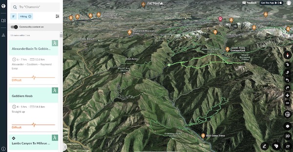 Viewing premade hike routes in FatMap