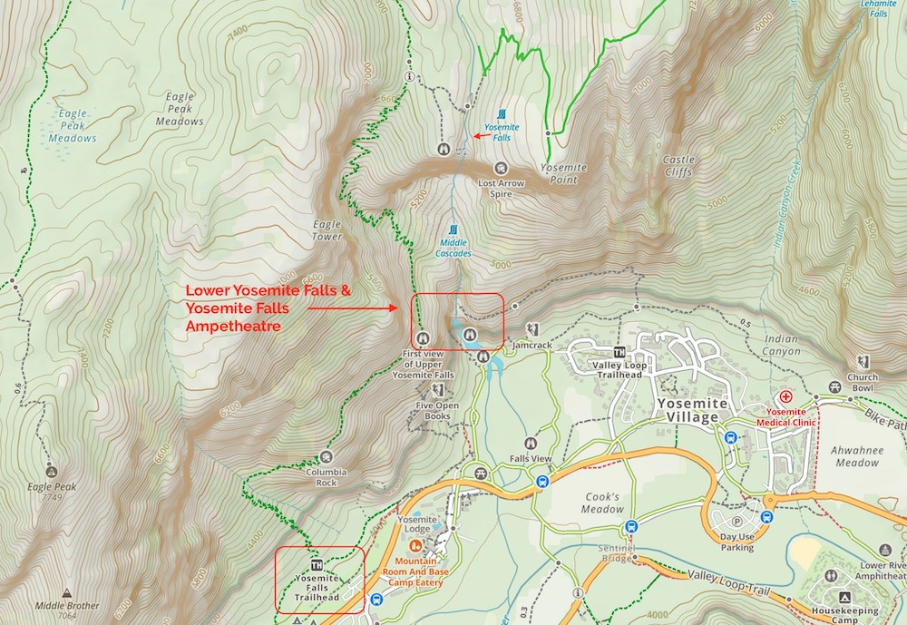 Yosemite Falls Trail Map