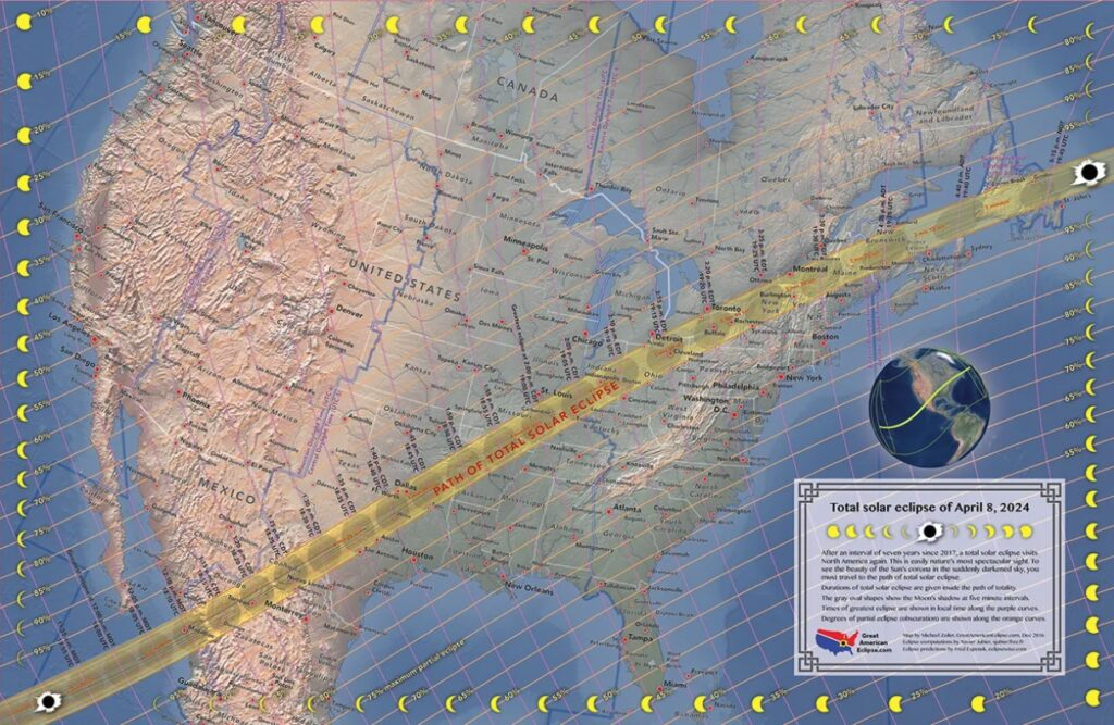April 2024 U.S. Solar Eclipse Map